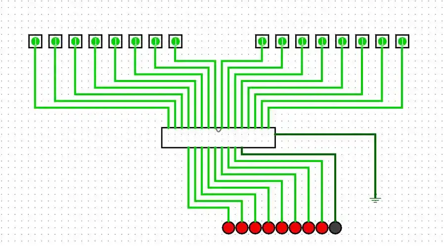 在设计完成全加器之后,就可以用来搭建二进制加法器了,搭建一个八位二