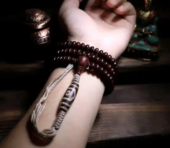 嫚纤【收藏】天然紫金钵盂菩提子佛珠108颗天珠手串男念珠女轻奢网红