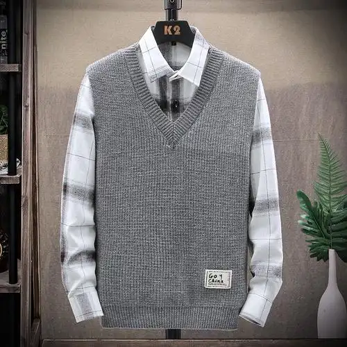 蒙洛里克男士秋冬季无袖毛衣背心青年马夹外穿内搭潮流坎肩马甲针织衫