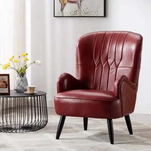 美式轻奢单人皮沙发高背小户型客厅卧室咖啡厅北欧休闲老虎椅皮质
