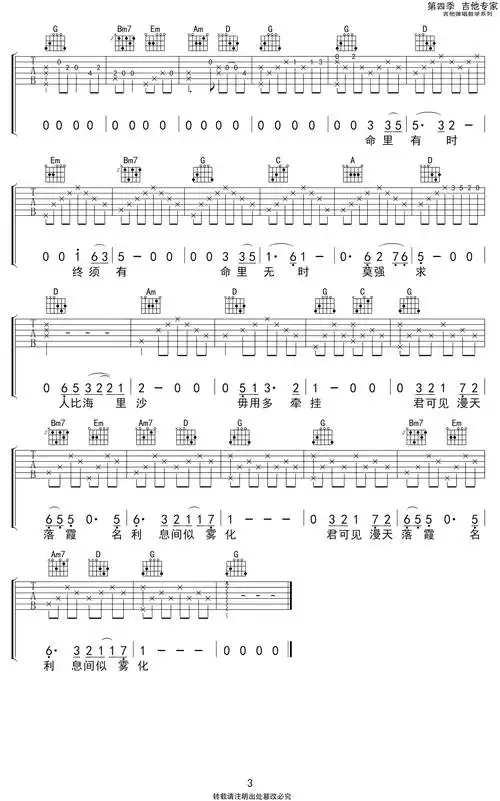 吉他谱由susanguitar用户搜集整理,包括 《浪子心声》 歌词,包括