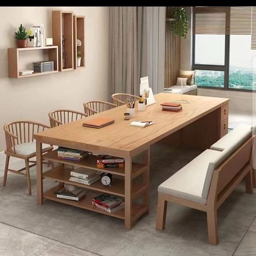 客厅全实木大书桌书柜学生家用学习桌带抽屉写字台办公桌多功能