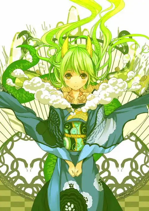 谨贺新年的なp站二次元插画少女头像手绘原创绿