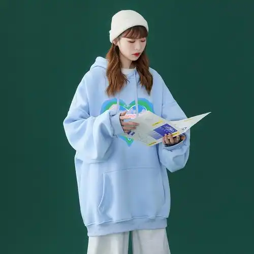 秋新款中性宽松百搭爱心连帽卫衣男女潮w6222 p35控48