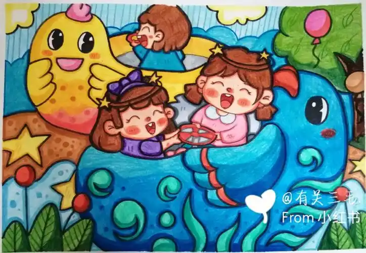 有点不准临摹的是@忌廉宝宝的童画世界老师的#儿童画  #游乐园儿童画