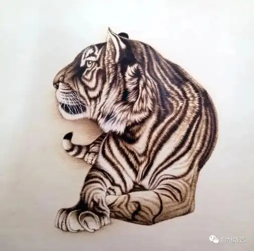 虎年来组"别样"虎——烙画