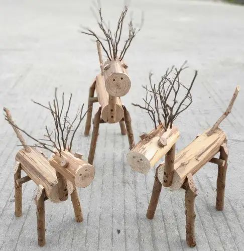 木头装饰小鹿摆件特色创意工艺品店面橱窗幼儿园摆件