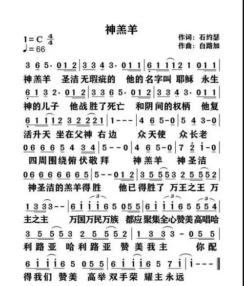 神羔羊 官方简谱_简谱_乐谱吧