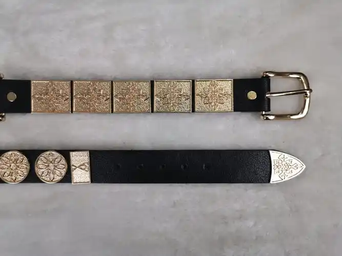 汉服曳撒圆领配饰明制雕花双铊尾革腰带古代腰带