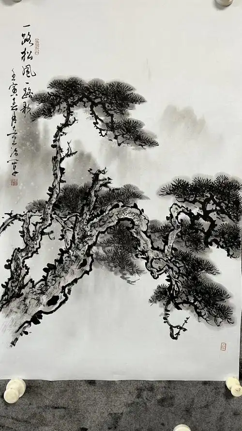 松风长吟 源远流长:著名画家童治军松画赏析_松树_山水画_先生
