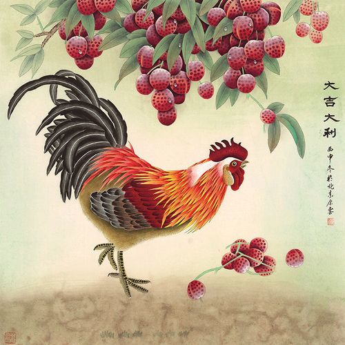 十二生肖大吉大利大公鸡贴画金鸡报晓墙贴画镇宅风水客厅装饰画