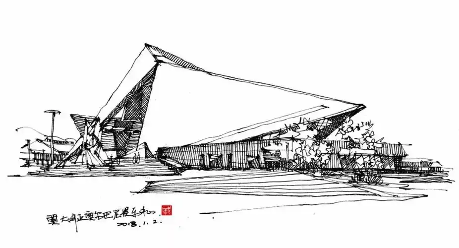 建筑手绘临摹画稿-现代建筑篇