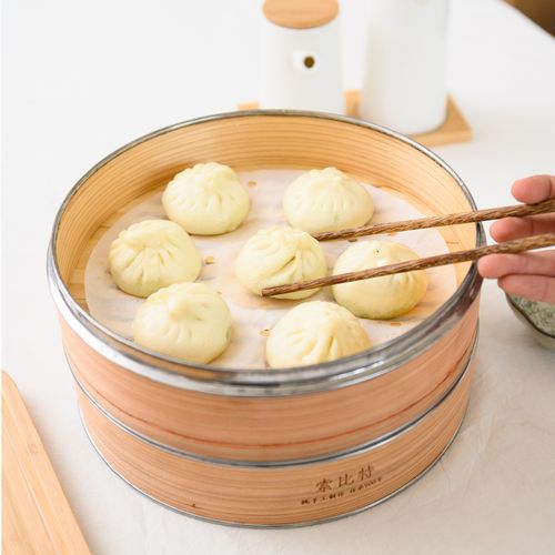 钢边竹蒸笼小笼包柳杉家用小蒸格竹蒸屉钢边笼屉金属包边家用