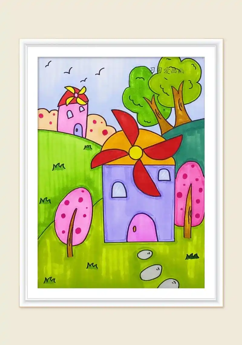 画大风车简笔画,一学就会.#简笔画 #跟着抖音学 - 抖音
