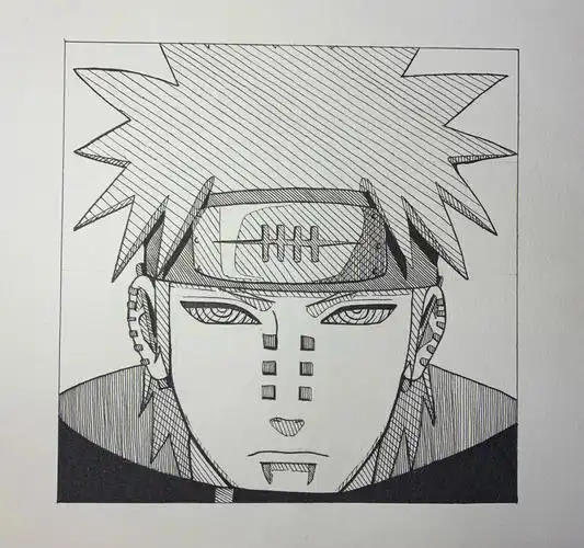 火影忍者佩恩手绘过程