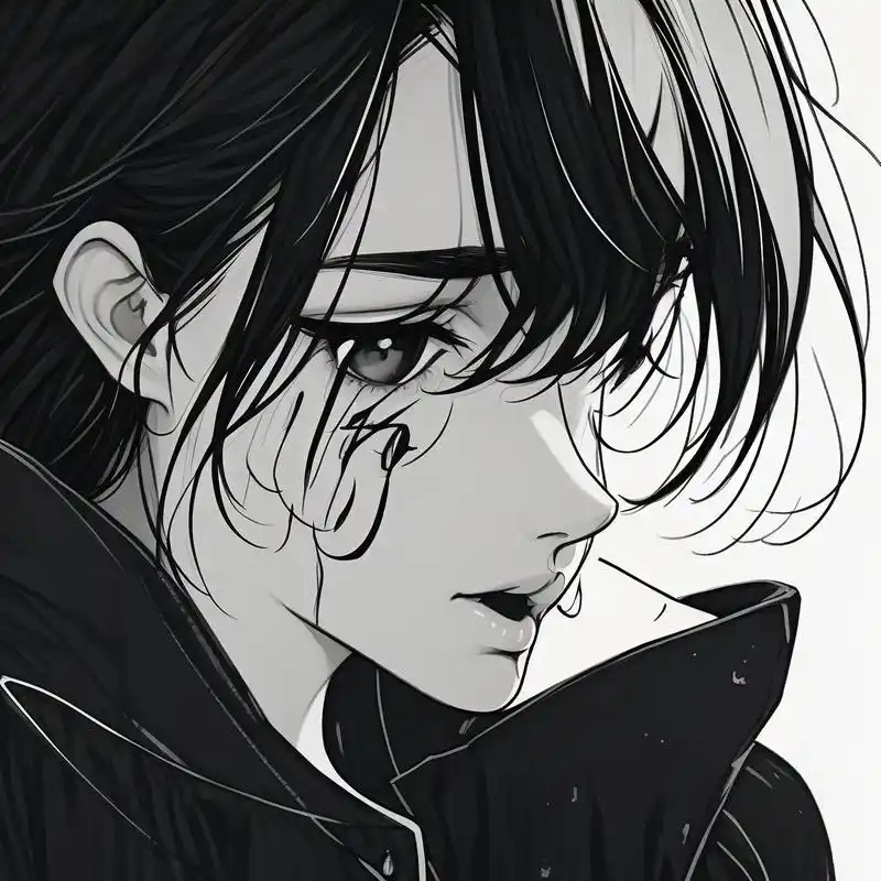 绝望中的呐喊90黑白素描头像 探索内心深处的绝望与崩溃,通过黑白