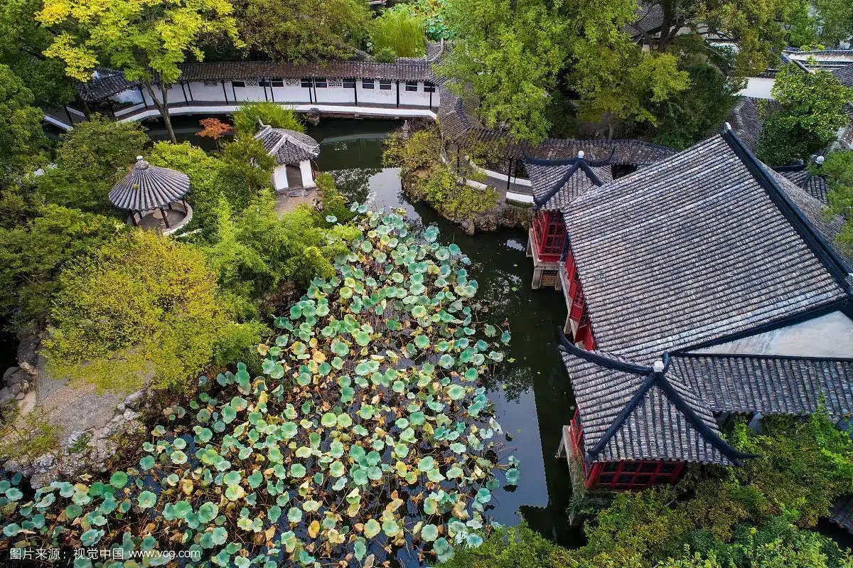 航拍 苏州园林 拙政园 卅六鸳鸯馆