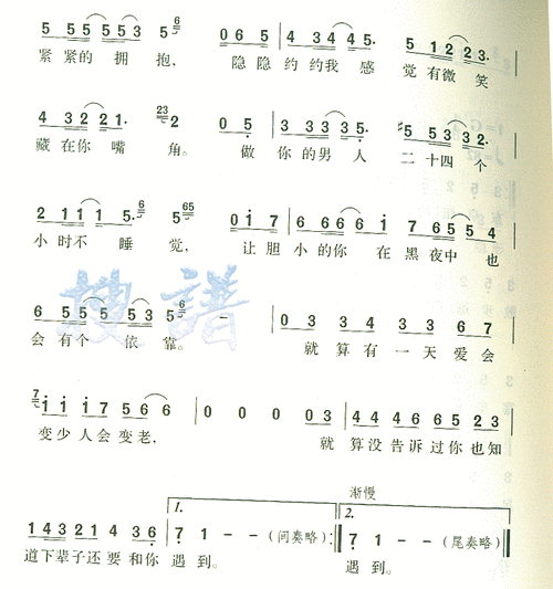 做你的男人 张信哲 歌谱 简谱