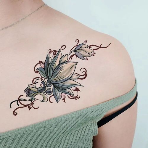 素花纹身贴 防水 女持久 诱惑性感 手臂纹身图案女个性酷花臂荷花