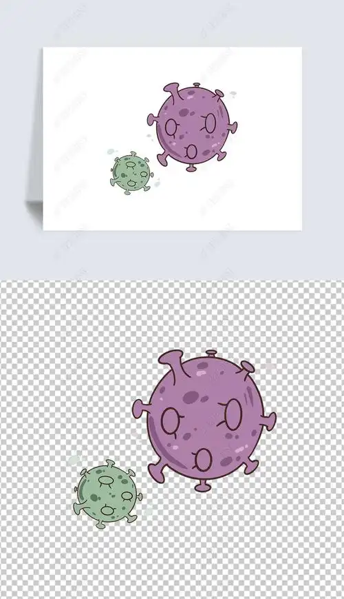 卡通病毒手绘新冠肺炎细菌免抠图片png