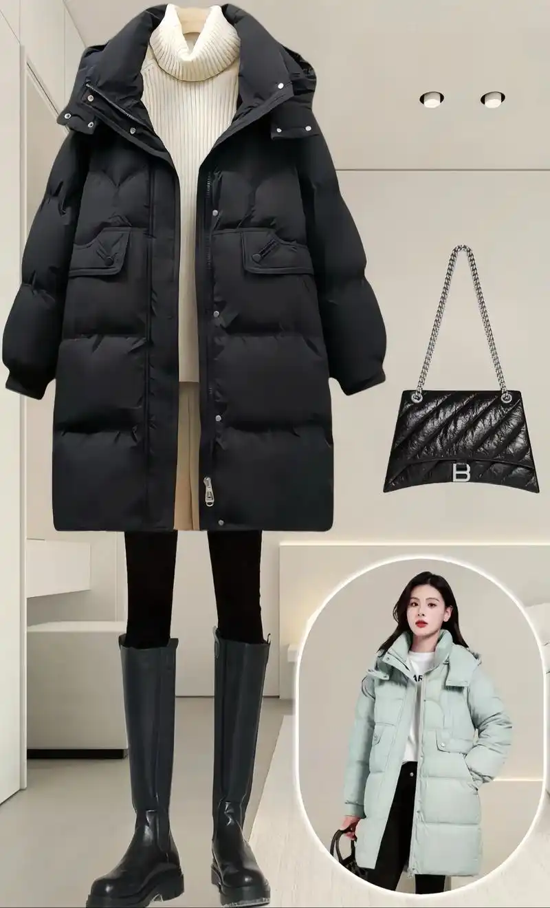 雅鹿中长款白鸭绒羽绒服.