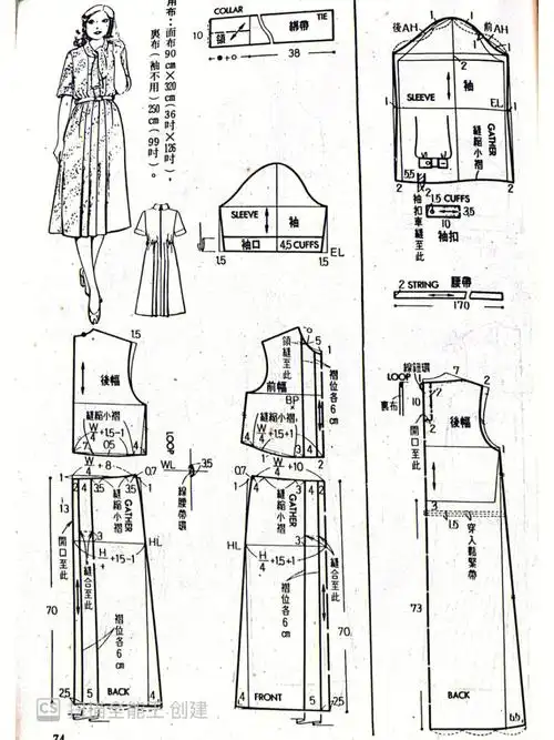 复古连衣裙裁剪图12