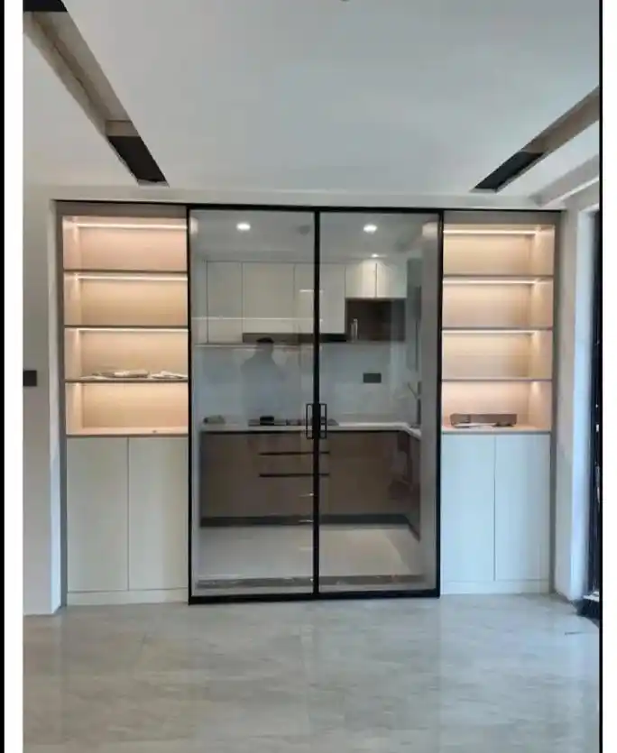 极简推拉门厨房铝合金16极窄推拉门 两轨推拉门, - 抖音