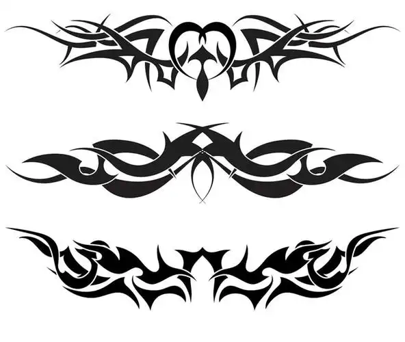 黑色线条素描几何元素霸气翅膀图腾纹身手稿