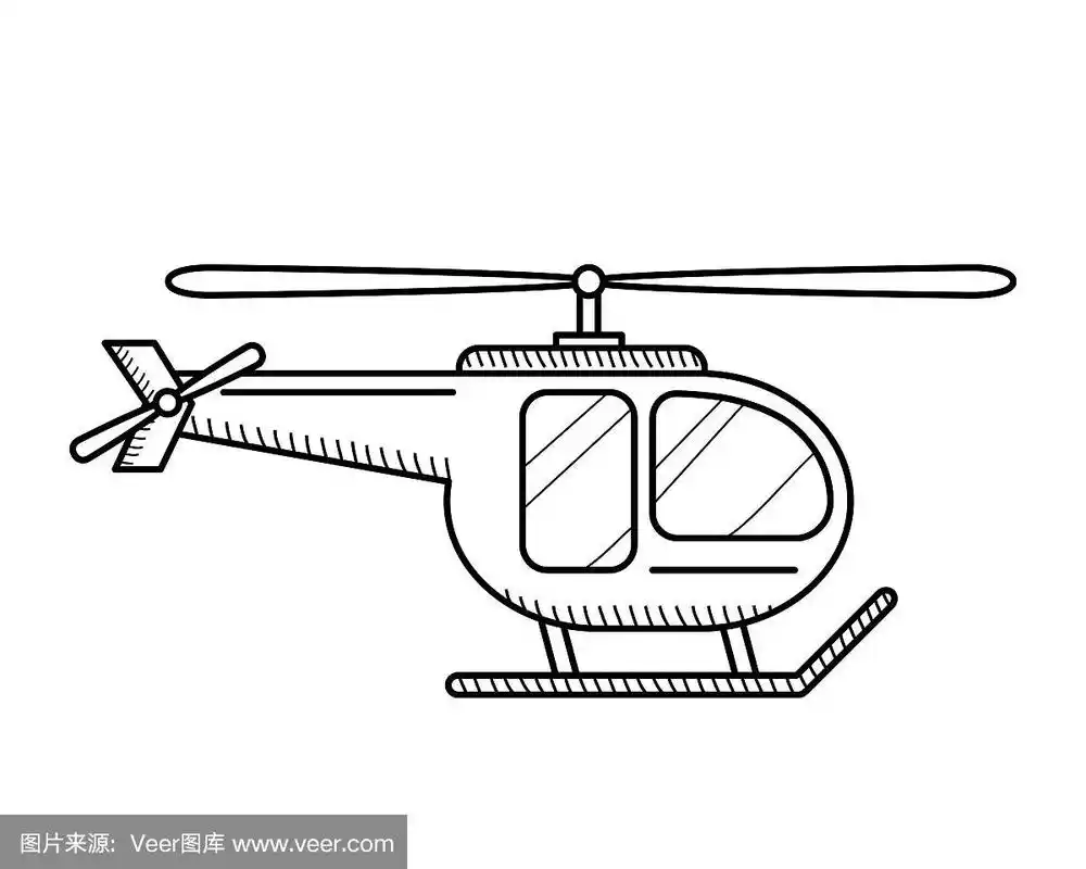 直升机.黑色和白色