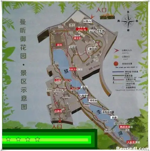 曼听公园景点示意图.