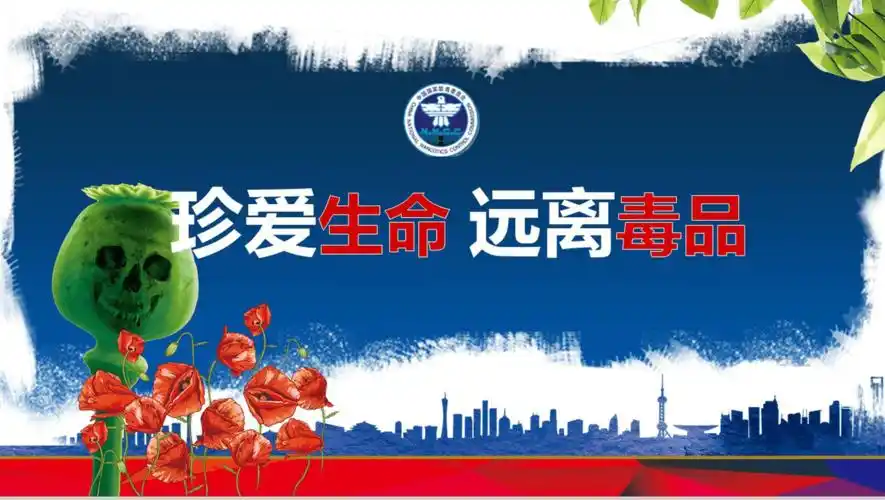 蓝色创意远离毒品禁毒知识宣传教育ppt模板