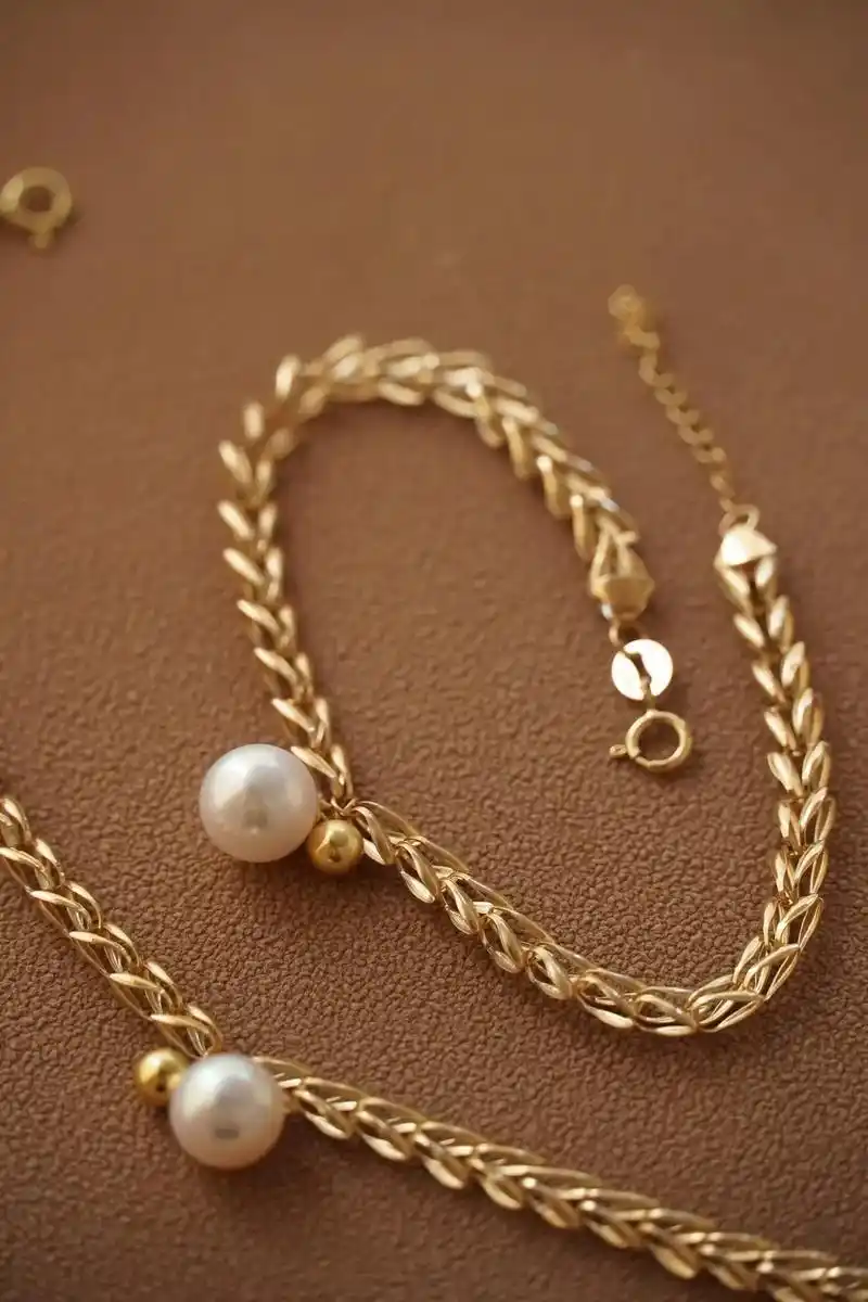 18k金麦穗珍珠手链,金黄的麦穗是丰收.9518k金麦穗珍珠 - 抖音