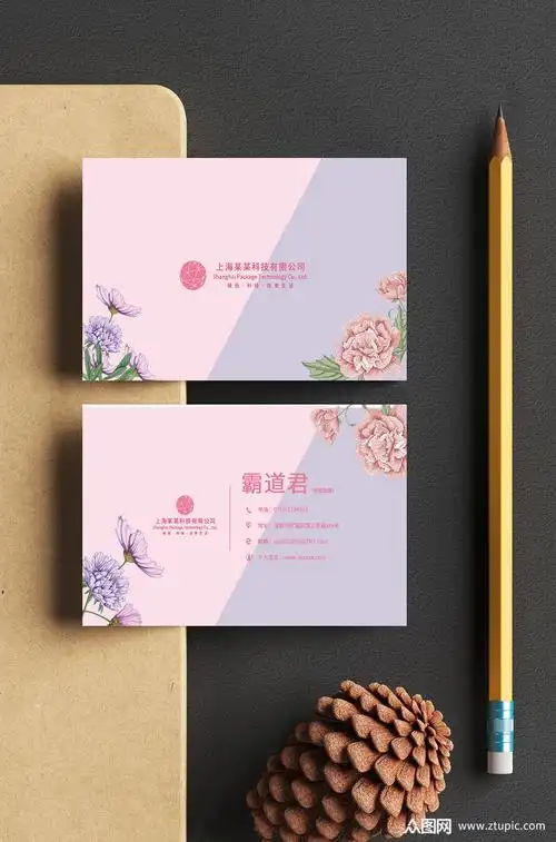 粉色美容美妆美体名片高端大气商务名片素材