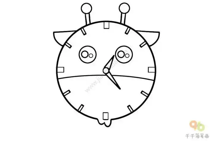 怎么画小猪时钟的简笔画钟表简笔画画法步骤教程及图片大全创意时钟简
