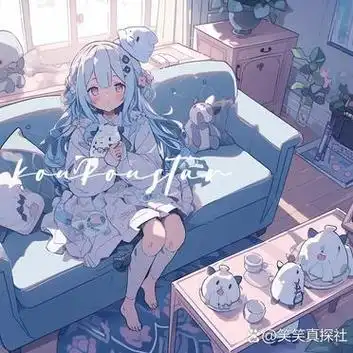 横屏壁纸 治愈系 粉蓝色系 温柔女孩子