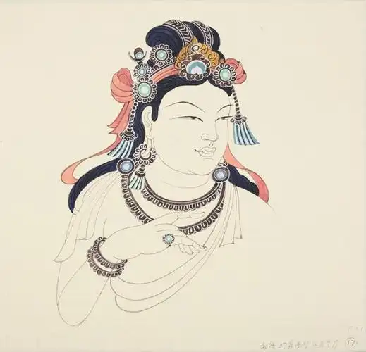 头饰手稿 南壁供养菩萨 初唐57窟(常沙娜临摹作品)