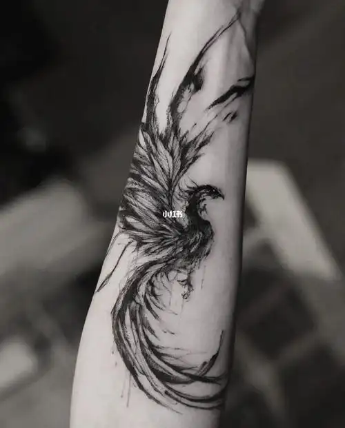 厦门纹身分享手臂暗黑意识流凤凰