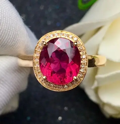 『高端珠宝』天然极美红碧玺戒指18k_7折现价4980元