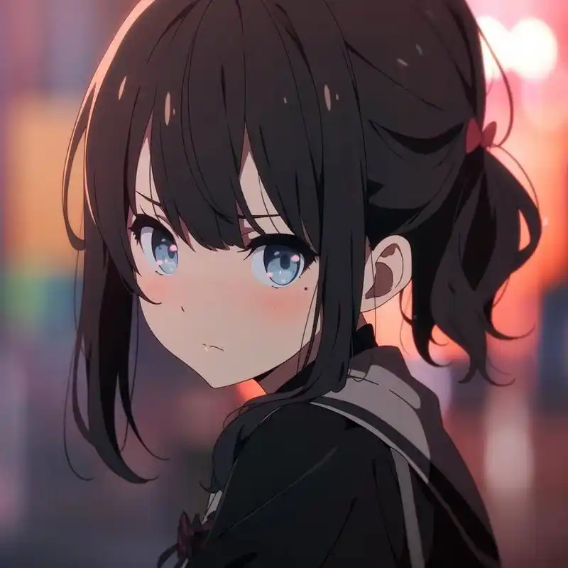 单马尾动漫女子高中生头像