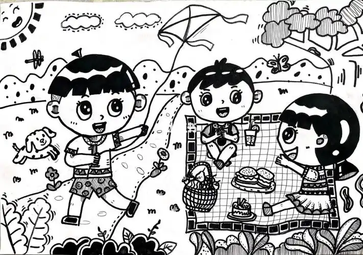 幼教  #幼教资源分享  #儿童简笔画  #一起去郊游  #春游野餐