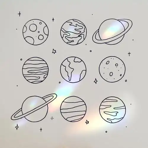 黑白简笔画47/100|宇宙星球-新手入门附过程