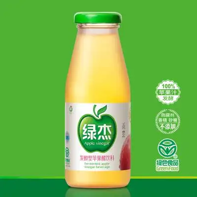 苹果山东烟台绿杰玻璃瓶260mlx6绿色食品饮料泡沫发货果味