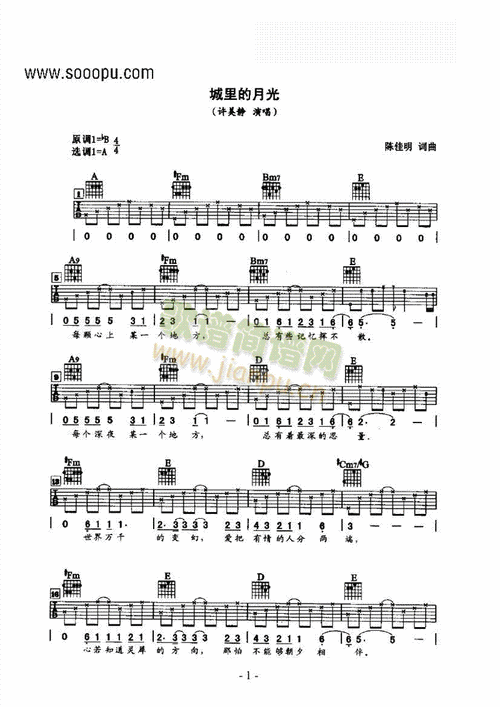 城里的月光吉他类流行