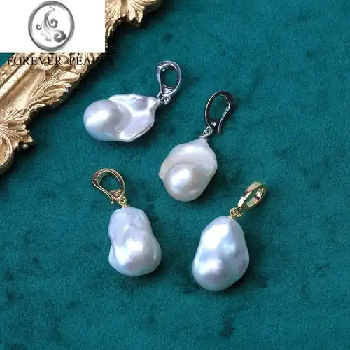 jimi不规则白色巴洛克珍珠s925活口吊坠搭配毛衣锁骨项链