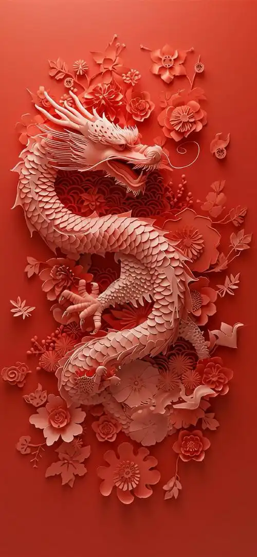 iphonex壁纸超话* 202494龙年红红火火喜庆好运3d壁纸  9015