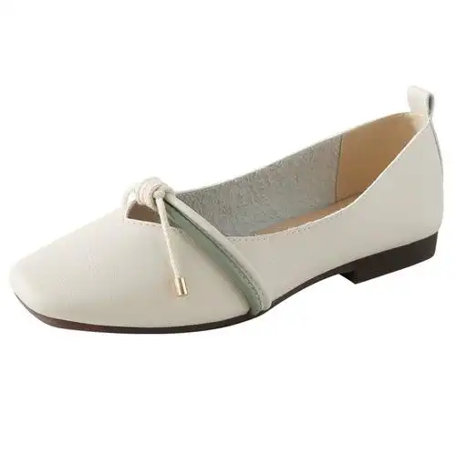 夏款平底浅口单鞋女2022年新款软皮豆豆鞋软底孕妇方头玛丽珍女鞋