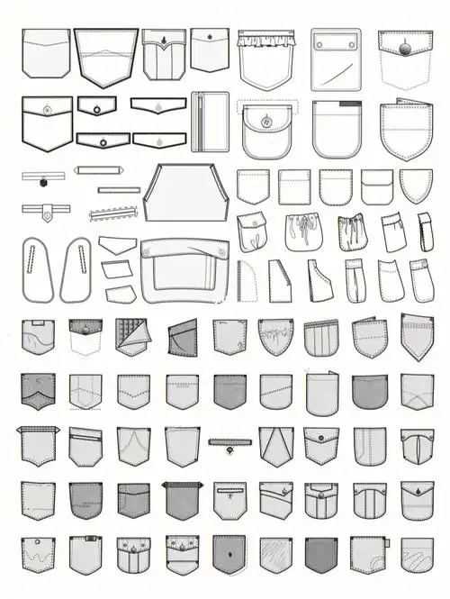 设计干货各种口袋款式图画法