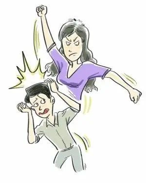 妻子用剪刀刮伤老公手脚,还流了血;经民警教育,妻子说今后不再对老公