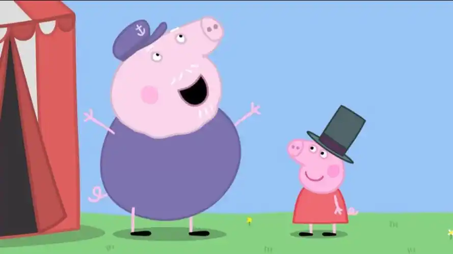 猪爷爷给小猪佩奇示范马戏表演开场白,趣味卡通儿童简笔画