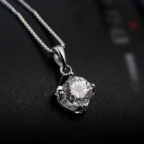 七度银匠 七度银饰925银项链女吊坠饰品日韩时尚短款锁骨链配饰宝石